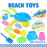OBL10477541 - 沙滩推车城堡恐龙化石沙模沙铲工具13PCS