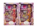 OBL10477621 - 11寸实身9关节礼服芭比+发夹+相机+梳妆配件 2款混装