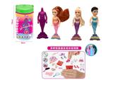 OBL10483397 - 第8代7寸实身红砖石变色美人鱼凯莉主题。带皇冠发夹。梳子，镜子  3款混装