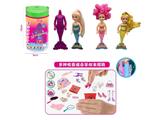 OBL10483398 - 第8代7寸实身红砖石变色美人鱼凯莉主题。带皇冠发夹。梳子，镜子 3款混装