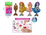 OBL10483404 - 第8代7寸实身黄金变色美人鱼凯莉主题。带皇冠发夹。梳子，镜子 3款混装
