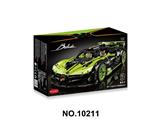 OBL10484905 - DIY跨境拼装积木车              1：8绿色跑车