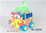 OBL618480 - Pulley cartoon bus produced blocks multi-color combination weighing 250 grams (about 220-230 PCS)