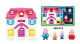 OBL620175 - 粉红小猪一家人配别墅,两款混装