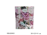 OBL626863 - 中号方形玫瑰花环保礼品袋 