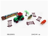 OBL628051 - Inertia farmer car with rhino. Hippo. Tree, farm (red and green color, orange)