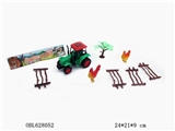 OBL628052 - Inertial car with the rooster, hen, trees, farm