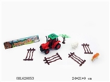 OBL628053 - Inertial farmer car with polar bears, giraffes, tree, farm (red and green color, orange)