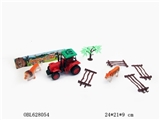 OBL628054 - Inertial farmer car with tiger, lion, tree, farm (red and green color, orange)
