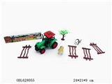 OBL628055 - Inertial farmer car orangutans, panda, tree, farm (red and green color, orange)