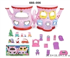 OBL628708 - The pink paper pigs with electric kettle villa with furniture