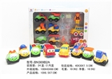 OBL641233 - 开窗盒惯性卡通车套装（工程车/巴士/校车）8只装