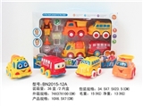 OBL641241 - 开窗盒惯性卡通车套装（工程/巴士/校车）4只装 