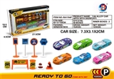 OBL653076 - 1:6 slide 4 sports car alloy car six with zhuang road signs