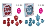 OBL654009 - Ceramic teapot: fan, drop point. Red. Blue 2 color orange