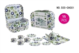 OBL654064 - Tin pot: green flowers