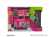 OBL658852 - Light music sound simulation kitchen with solid barbie toys
