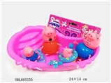 OBL665155 - 塑料一家四口佩佩猪带一个浴池和救生圈和滑板