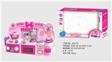 OBL676642 - Cartoon pink puzzle kitchen, kitchen utensils and appliances