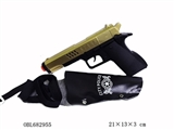 OBL682955 - 喷漆金火石枪配皮套