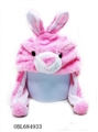 OBL684933 - Pink rabbit plush hat