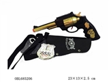 OBL685206 - 线条金火石枪配皮套警徽