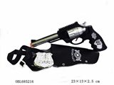 OBL685216 - 线条银火石枪配皮套警徽