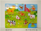OBL687451 - Wooden hand grasp puzzle farm animals