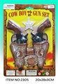 OBL691136 - Brown double cowboy holster belt badge gun black color