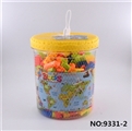 OBL691805 - 世界地图版桶装益智类2#积木多色混装称重280克（210PCS＋）