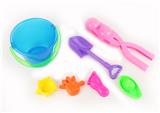 OBL700837 - Transparent bucket double ball clip sand playing suit 6 (7 pieces)