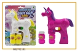 OBL702181 - Solid color unicorn painted with blue lights two bottles of water bubble gun