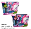 OBL709928 - Young girl dolls with braided pegasus and accessories