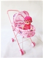 OBL711366 - 粉色铁制玩具推车带娃
