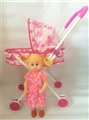 OBL711389 - 白管红色花纹铁制玩具推车配娃娃