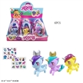 OBL719845 - High quality PVC plastics olive big egg unicorn with horse stickers three three color assortments 6 