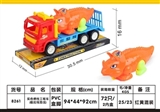 OBL724114 - Solid color inertia engineering vehicle pull a dinosaur