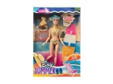 OBL725352 - 11.5 inch solid body 12 joint summer swimsuit barbie take the dog with a surfboard