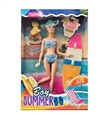 OBL725353 - 11.5 inch solid body 12 joint summer swimsuit barbie take the dog with a surfboard