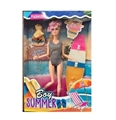 OBL725354 - 11.5 inch solid body 12 joint summer swimsuit barbie take the dog with a surfboard