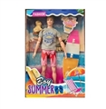 OBL725355 - 11.5 inch solid body 12 joint summer beach man barbie take the dog with a surfboard