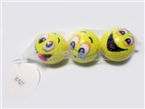 OBL729396 - 网袋3粒6.3CM黄色表情PU球