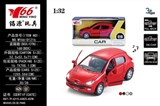 OBL745150 - 1：32 标致（206）两开门合金回力车带灯光音乐1款两色
