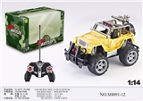 OBL745728 - 1:14四通灯光手动开门迷彩越野遥控车