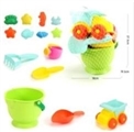 OBL765721 - Soft plastic flower POTS beach bucket of 14 times