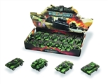 OBL774002 - 军绿坦克车6款混装（搪塑软胶+塑料车轮滑行功能） 12PCS/盒