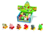 OBL774020 - Six cartoon animals with slide whistle BB conventional (lining plastic soft rubber plastic wheels wi