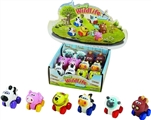 OBL774028 - Cartoon animal series six conventional (soft rubber lining plastic slide wheel function) 12 PCS/cart