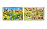OBL805091 - Wooden small finger board puzzle farm animals