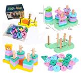 OBL805124 - 木制动物形状套柱积木